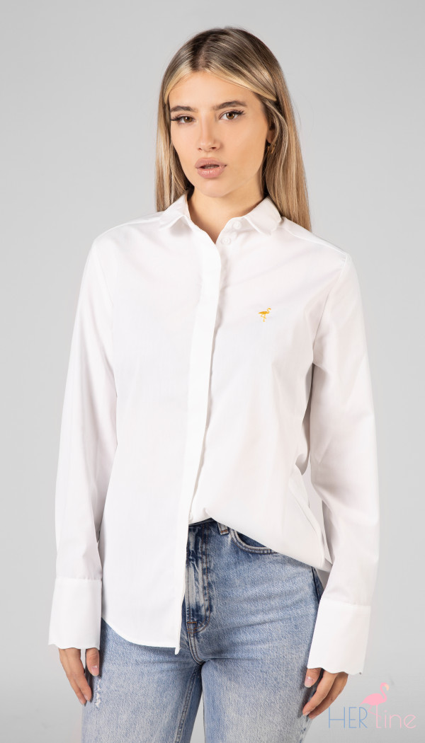 WHITE CLOUD blouse with gold logo 