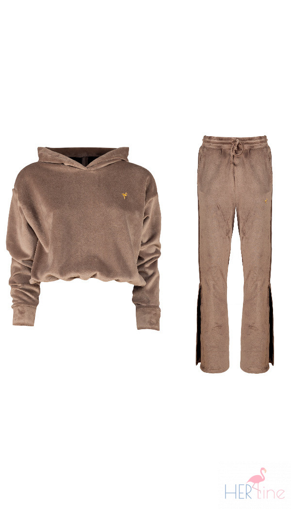 TAUPE SET WITH DECORATIVE TRACK PANTS