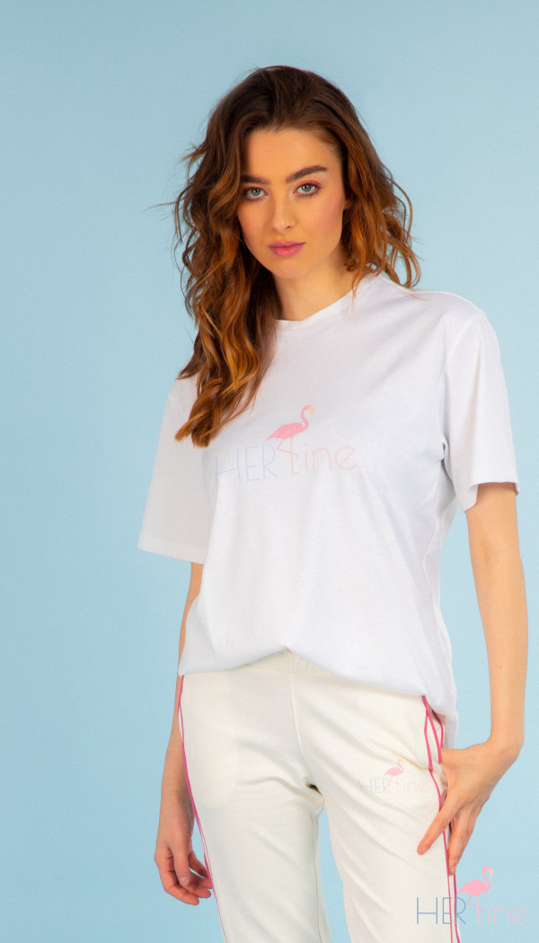 WHITE T-SHIRT WITH PRINTED LOGO 