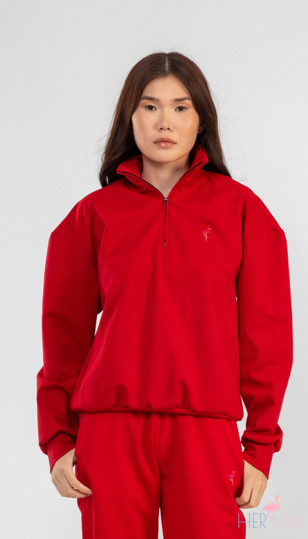 365 MAGIC RED quarter zipper  sweatshirt