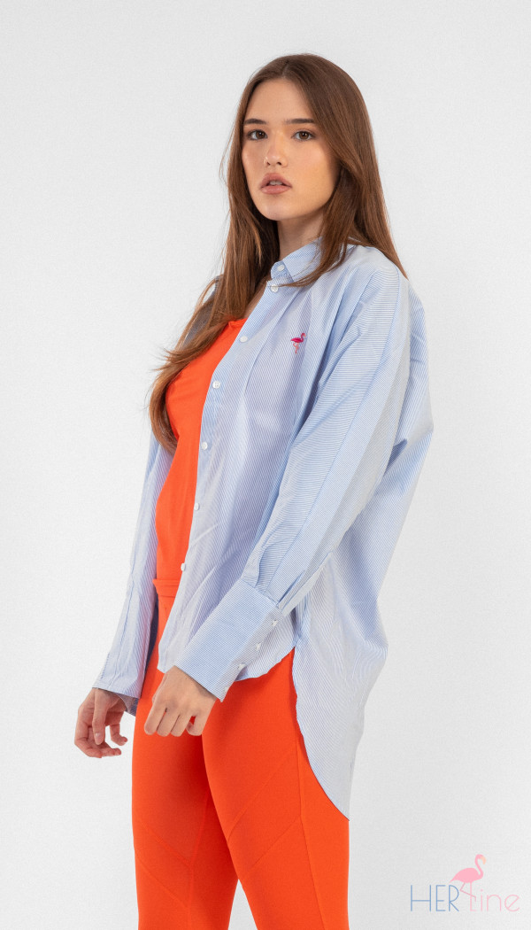 Blue- white lines blouse 