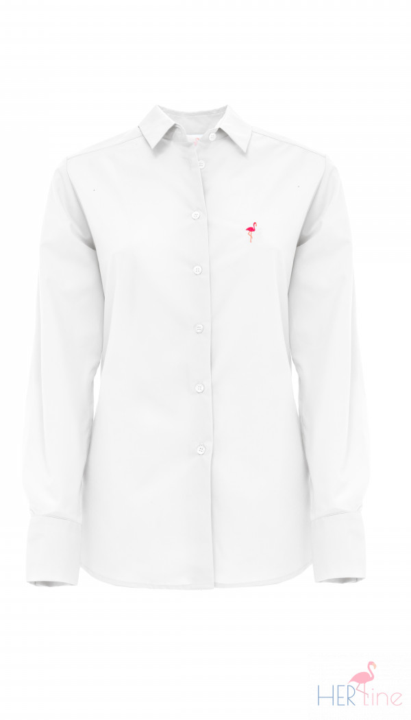 WHITE BLOUSE WITH PINK LOGO 