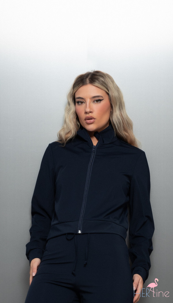 DARK BLUE ACTIVE SWEATSHIRT WITH ZIPPER 