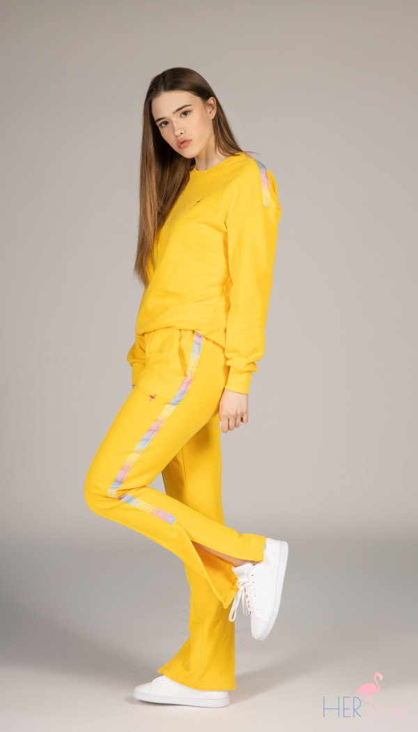 GIALLO TRACK PANTS WITH DECORATIVE TAPE 