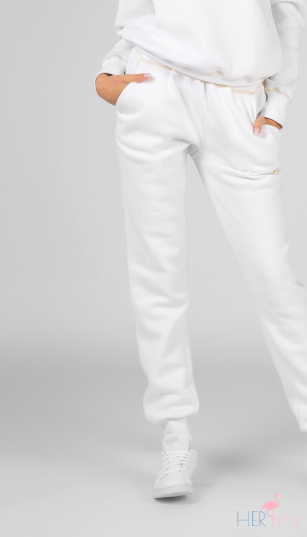 WHITE -GOLD light track pants 