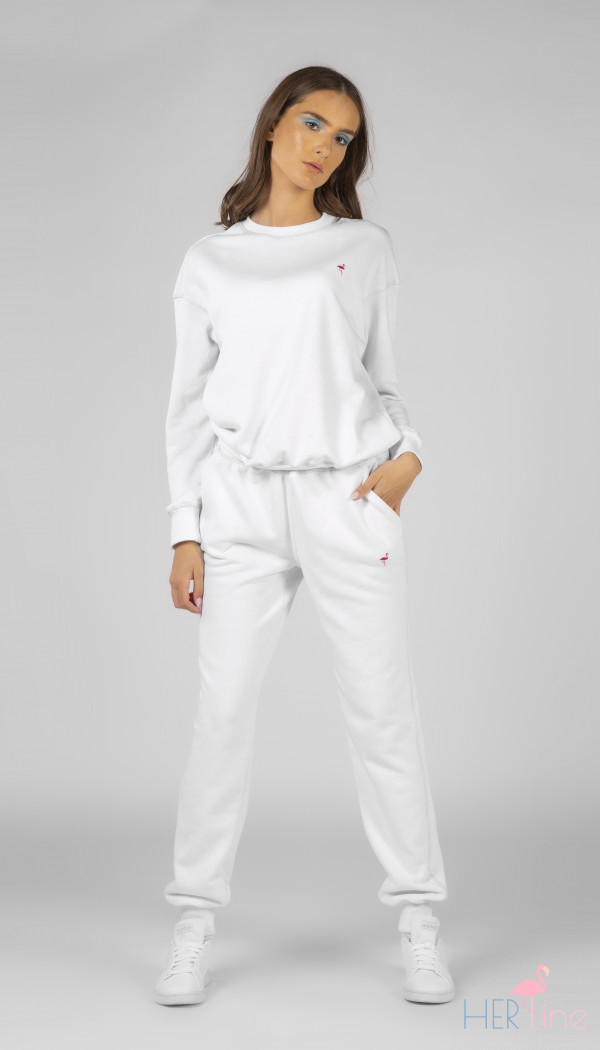 WHITE-SILVER heavy track pants 