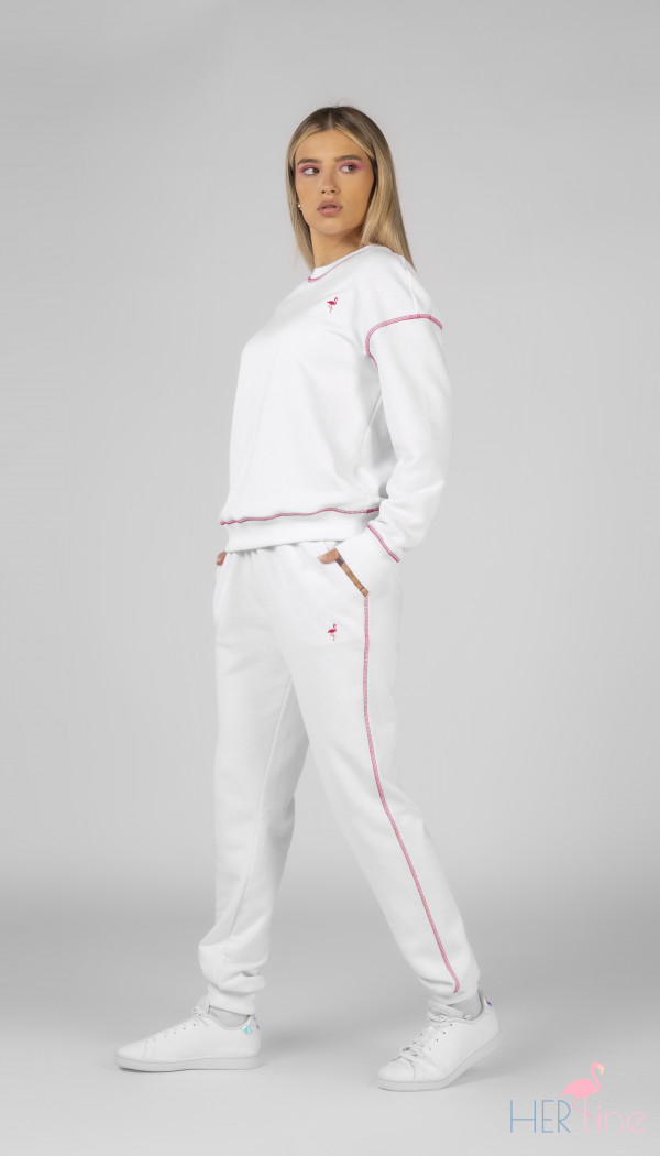 WHITE-PINK heavy track pants 