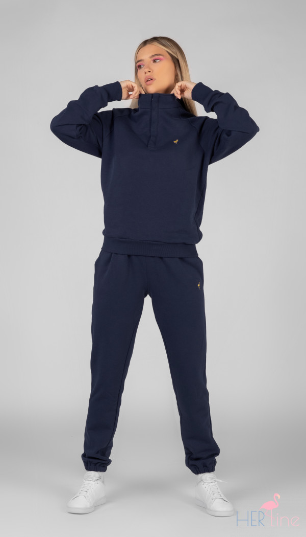 NAVY track pants with gold logo 