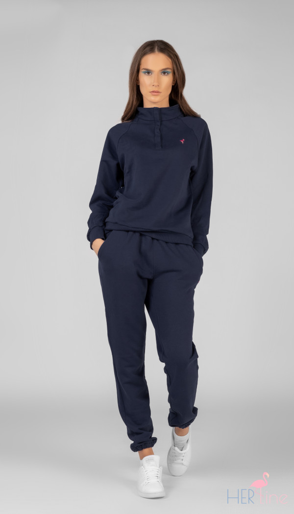 NAVY track pants with pink logo 