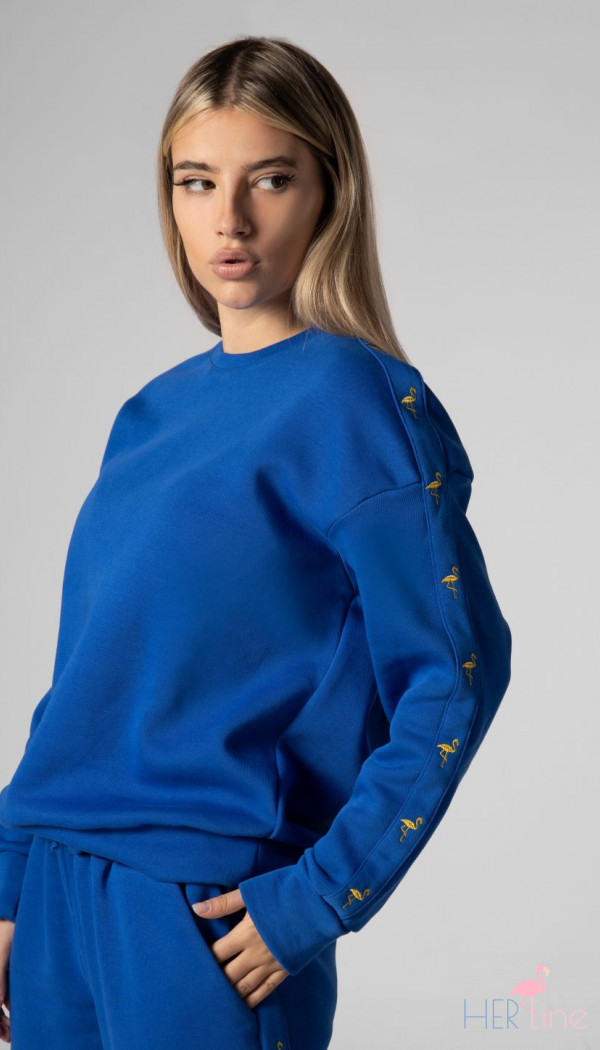 ROYAL BLUE sweatshirt with gold logo tape 