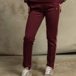 Burgundy rose track pants