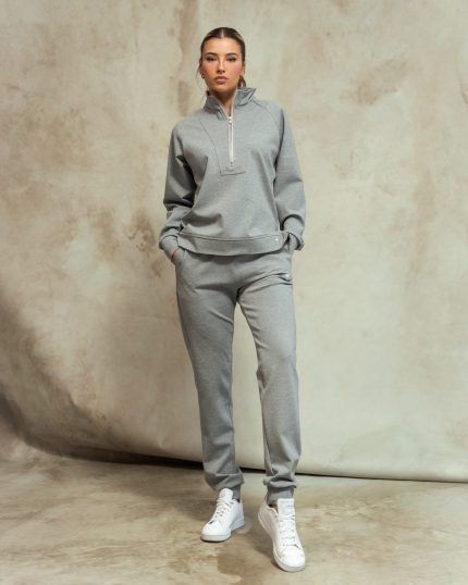 Grey Half Zipper Set
