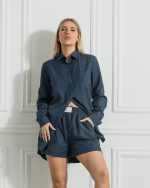 Dark Blue Linen Set — ленен женски сет HERLine
