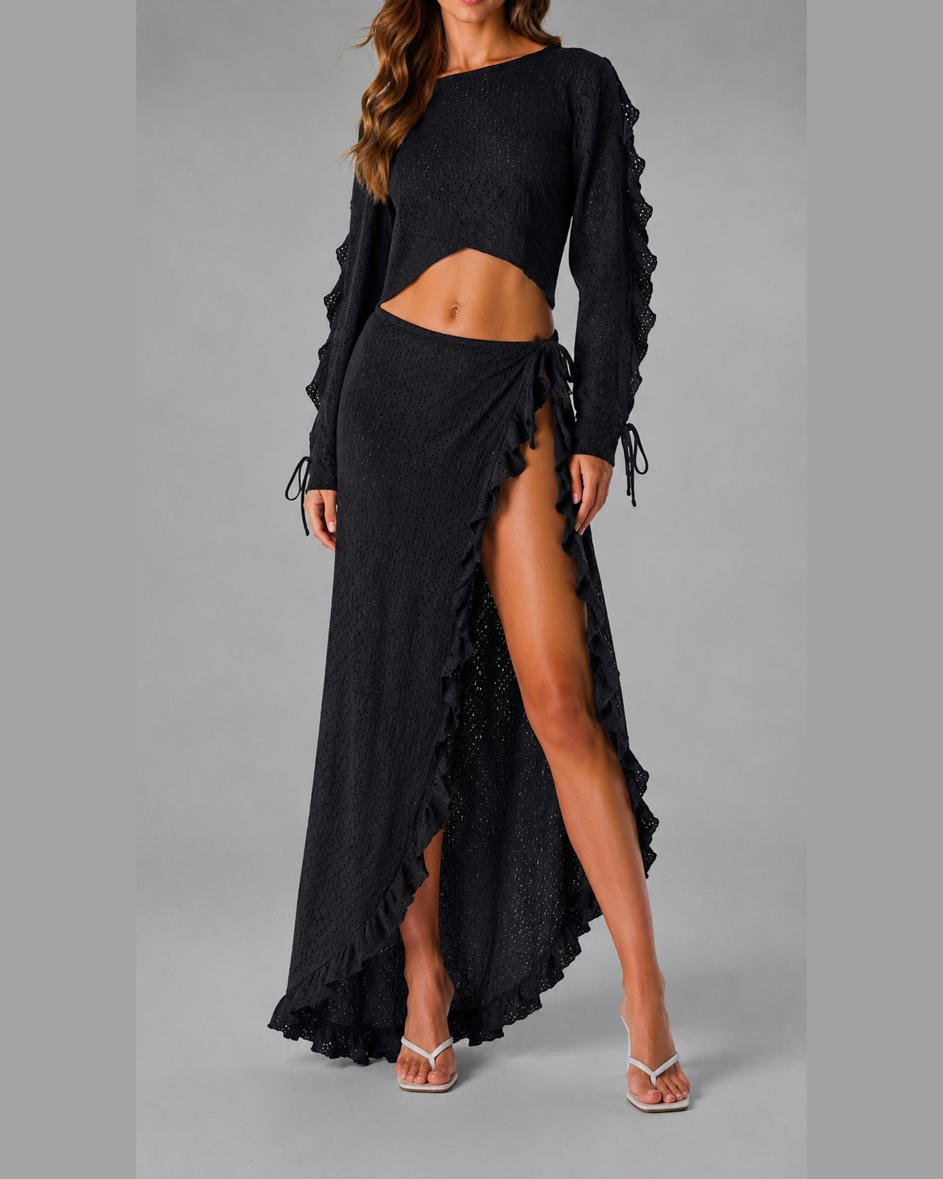 Black sand maxi skirt SET