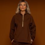 Brown Half Zipper Sweatshirt