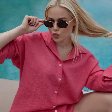 Coral rose doll blouse