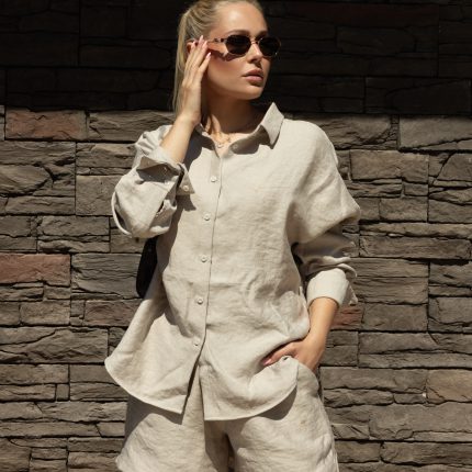 Voyage cream linen blouse