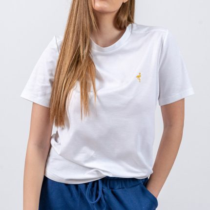 WHITE T-SHIRT WITH GOLD LOGO