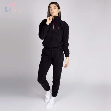 Black warmups set with pink zipper