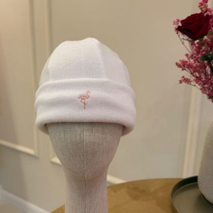 White hat with pink logo