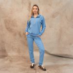 Sky blue slim track pants