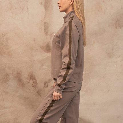 light brown pants with stripe
