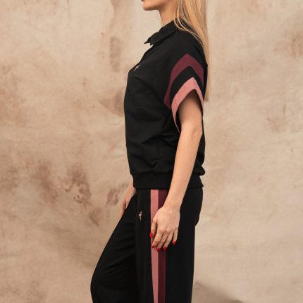 Noir stripe sweatshirt with short sleeve