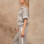 Grey white sweatshit with short sleeve