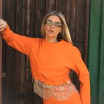 Orange lace sweatshirt