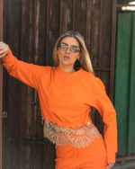 Orange lace sweatshirt