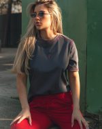 Dark grey - red  T-Shirt