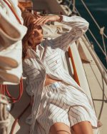Breeze White Stripe Set — женски бел сет HERLine