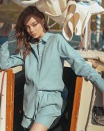 Breeze blue linen set