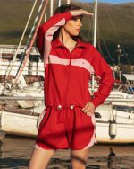 Red sailor short set