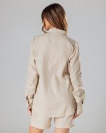Cream basic linen shirt - Image 2