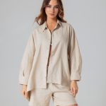 Cream oversized linen shirt