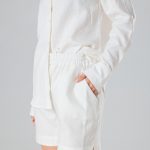 Ivory white linen shorts