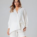 Ivory white oversized linen shirt
