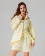 Butter yellow oversized linen shirt