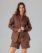 Brown basic linen shirt