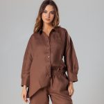 Brown oversized linen shirt
