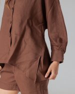Brown oversized linen shirt - Image 3