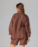 Brown oversized linen shirt - Image 2