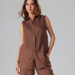 Brown linen top