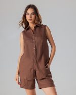 Brown linen top