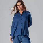 Inc blue oversize linen shirt