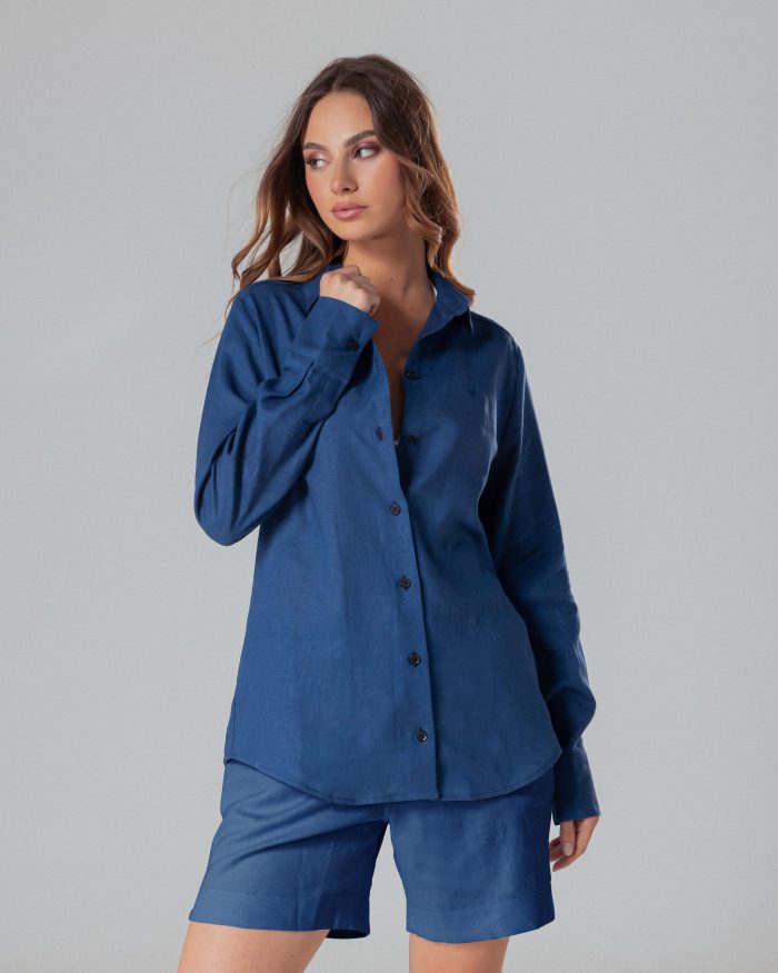 Basic Lenen Pack Inc blue basic linen set - Herline.mk