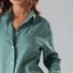 Green basic linen shirt