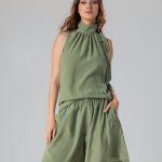 Jade silk shorts