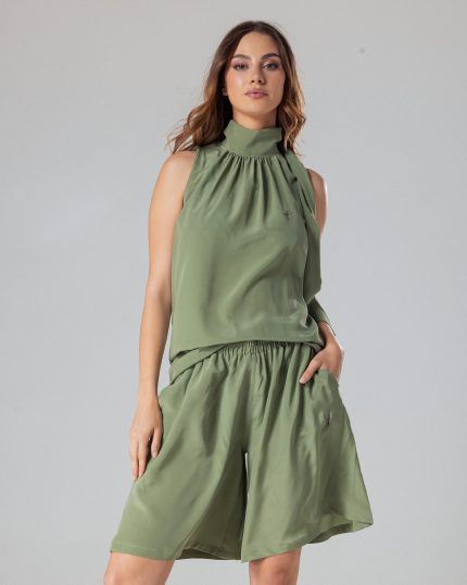Jade silk shorts